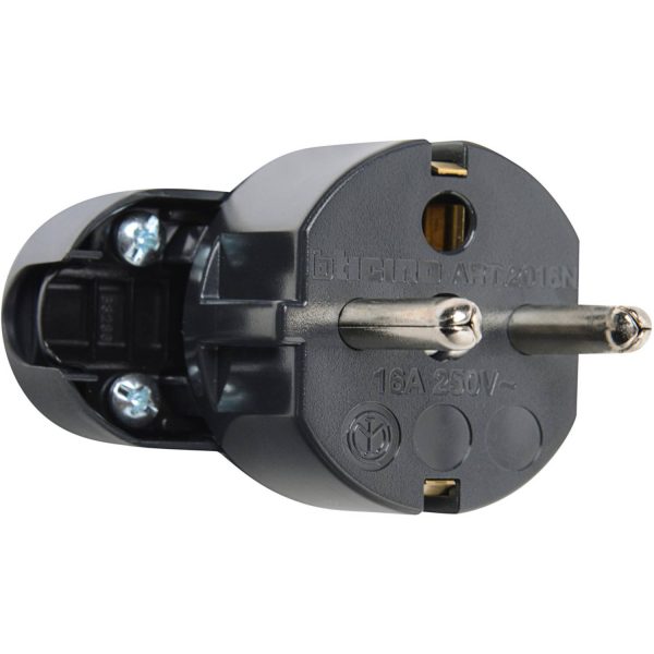 Enchufe macho volante schuko 2p+t 16 A Negro
