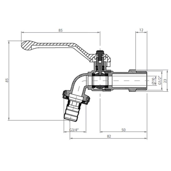 Llave de jardín bola HE 1/2 azul - Imagen 4