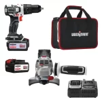 Kit Taladro Percutor 20V+ Esmeril 4 1/2" 20V con 2 Baterías 4AH y Cargador